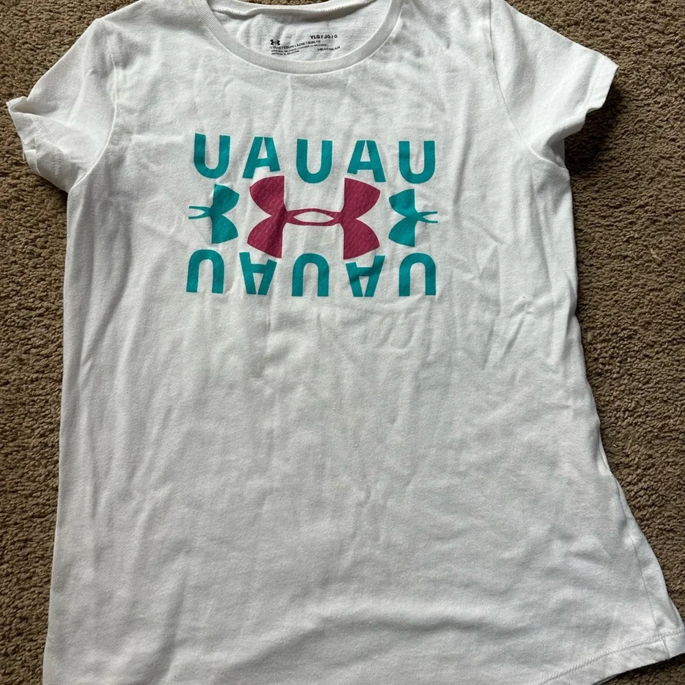 Under‎ Armour White and Pink Short Sleeve Tee